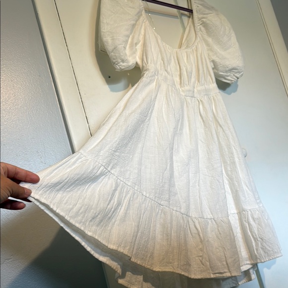 Cream Buttoned Ruffled Mini Sundress - Picture 10 of 10